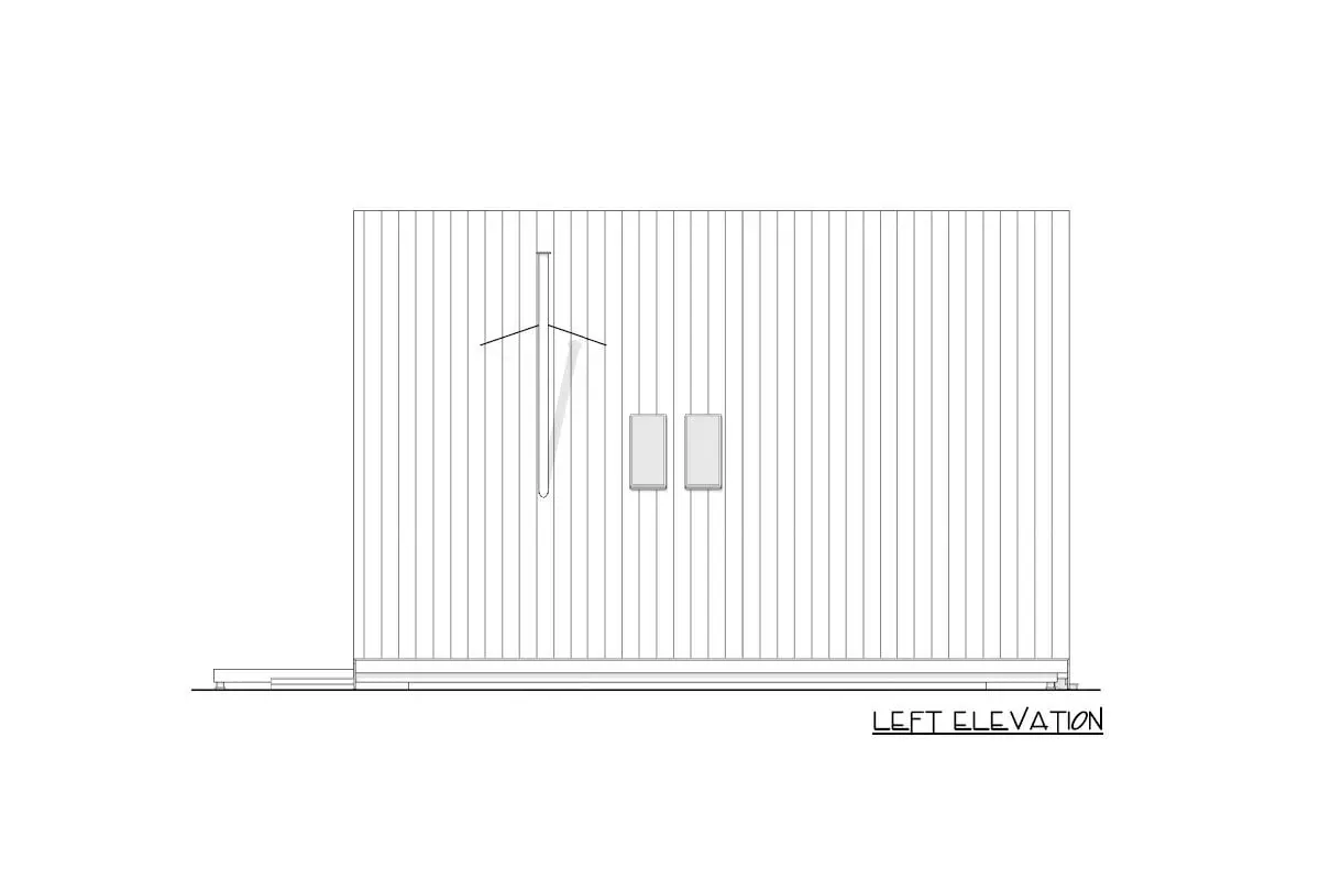2 story, 3 bedroom, modern a-frame house left elevation sketch.