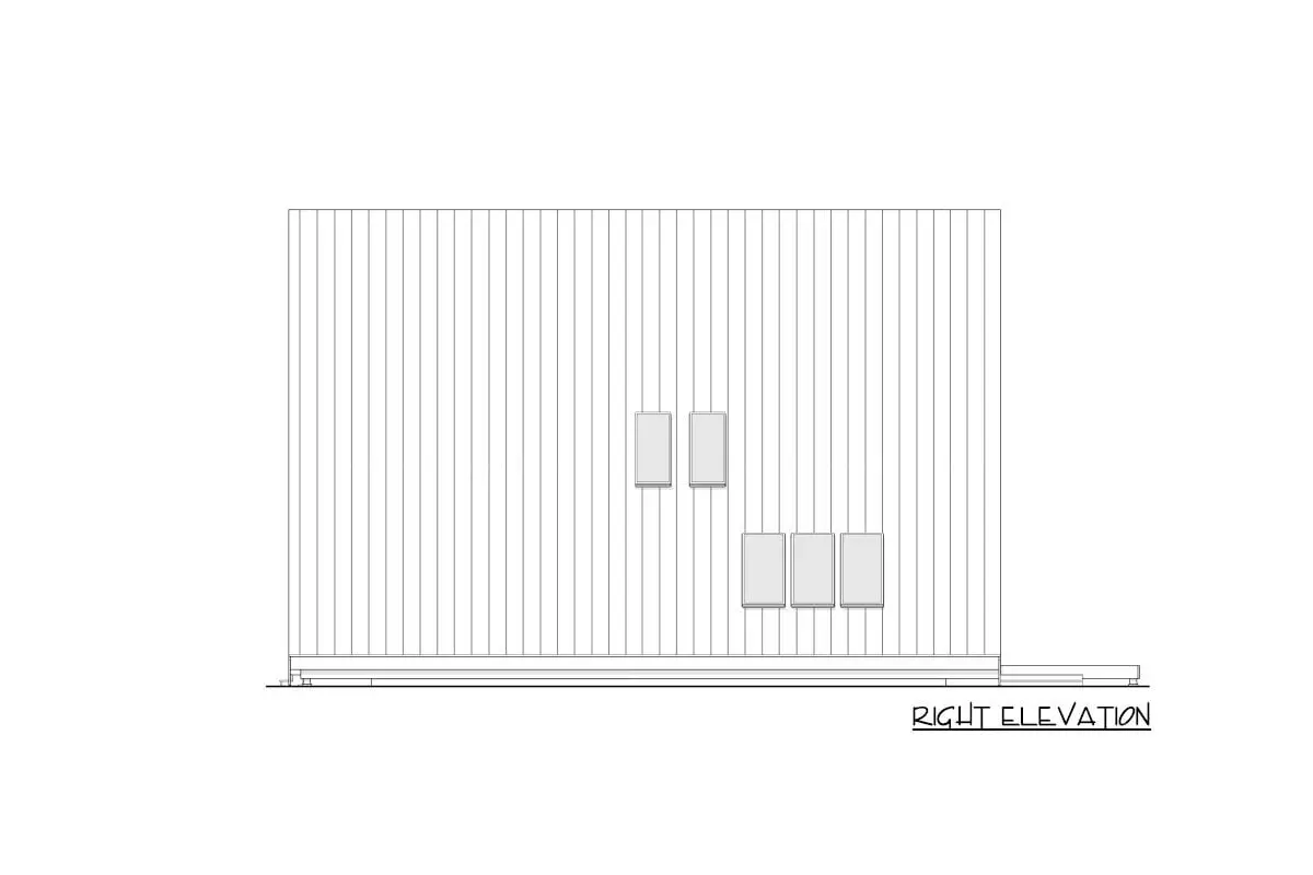 2 story, 3 bedroom, modern a-frame house right elevation sketch.