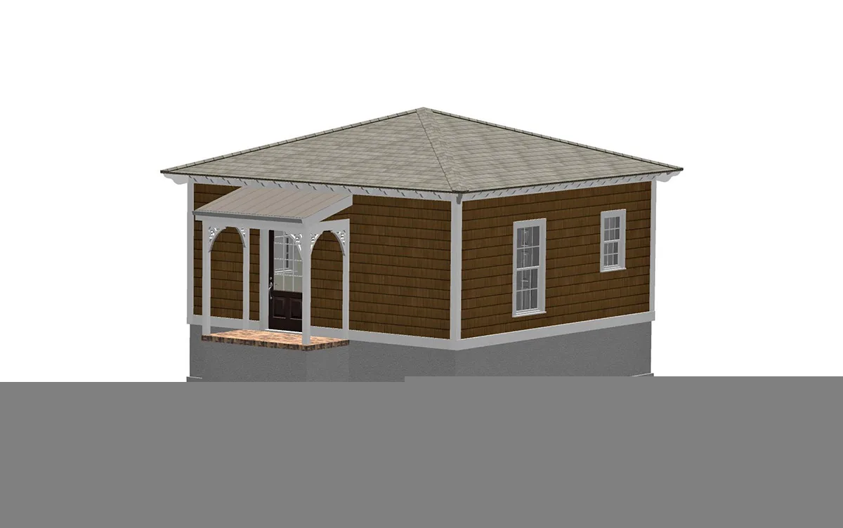 Right elevation sketch of the single-story 1-bedroom vacation house.