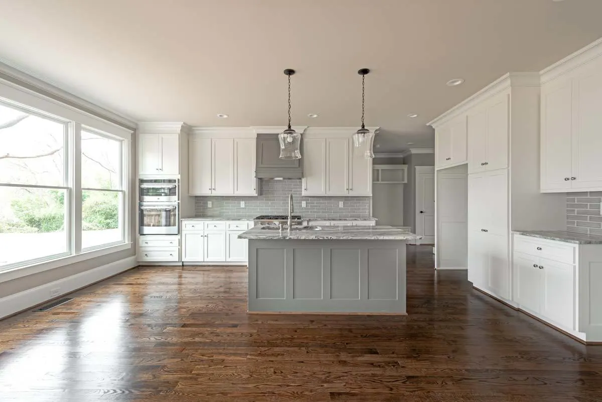 The inside paint is matched with a gorgeous kitchen island.