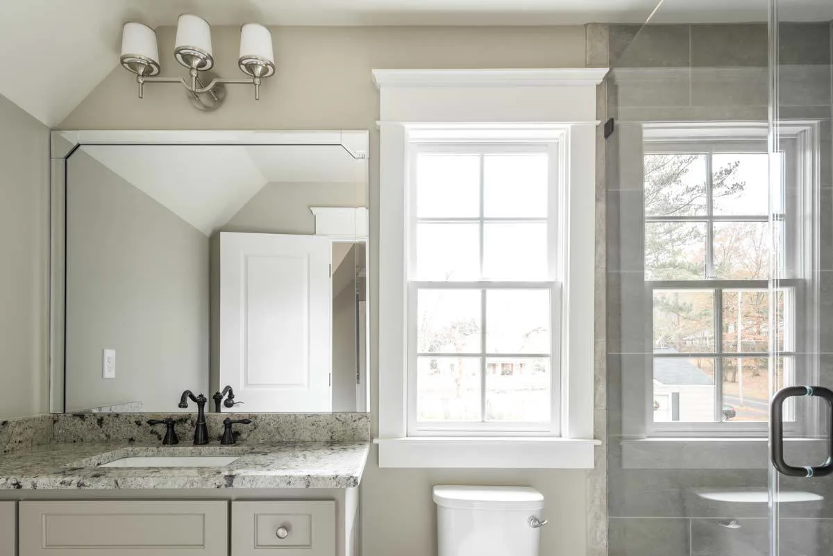 A sink and toilet are available in the second-level bathroom.