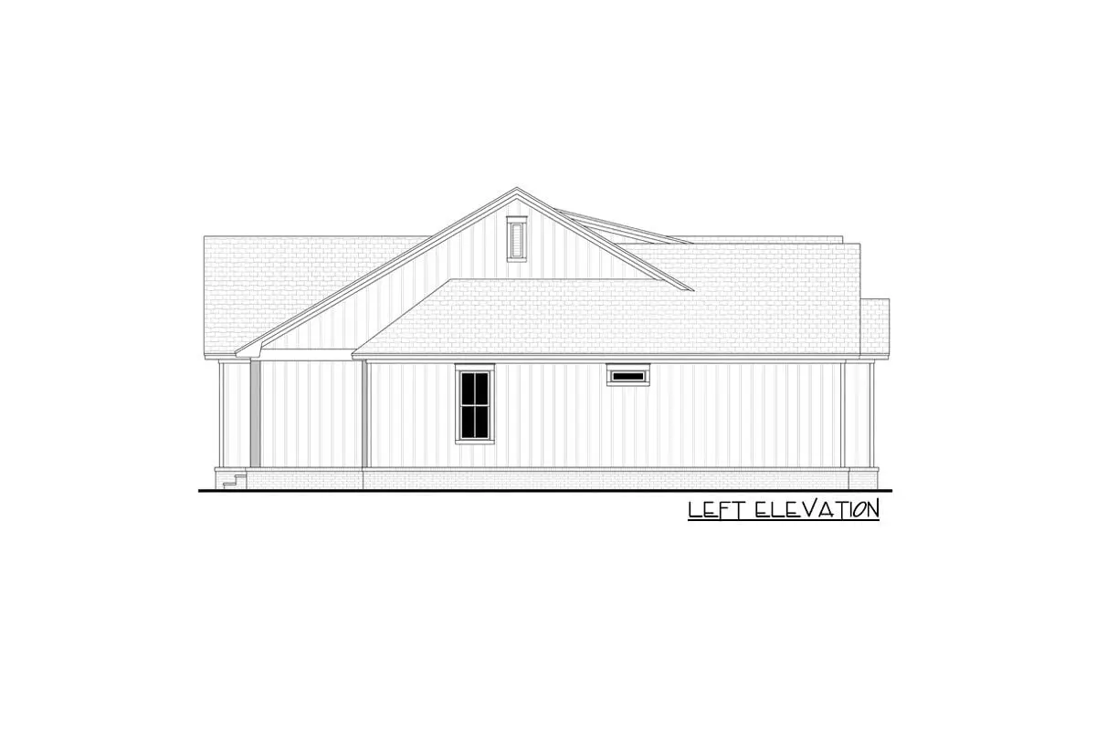 Sketch of the two-story, four-bedroom craftsman farmhouse's left elevation.