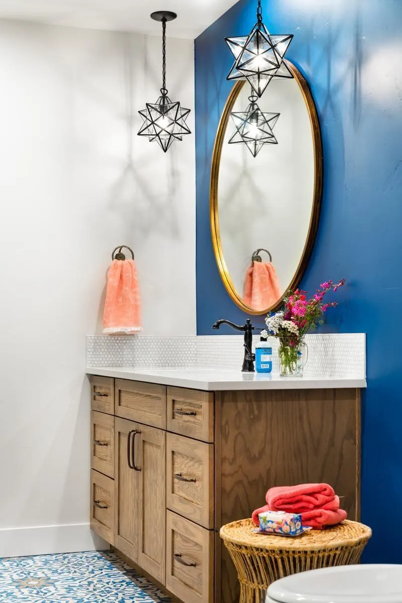 Vanity area of the bathroom in the basement section.