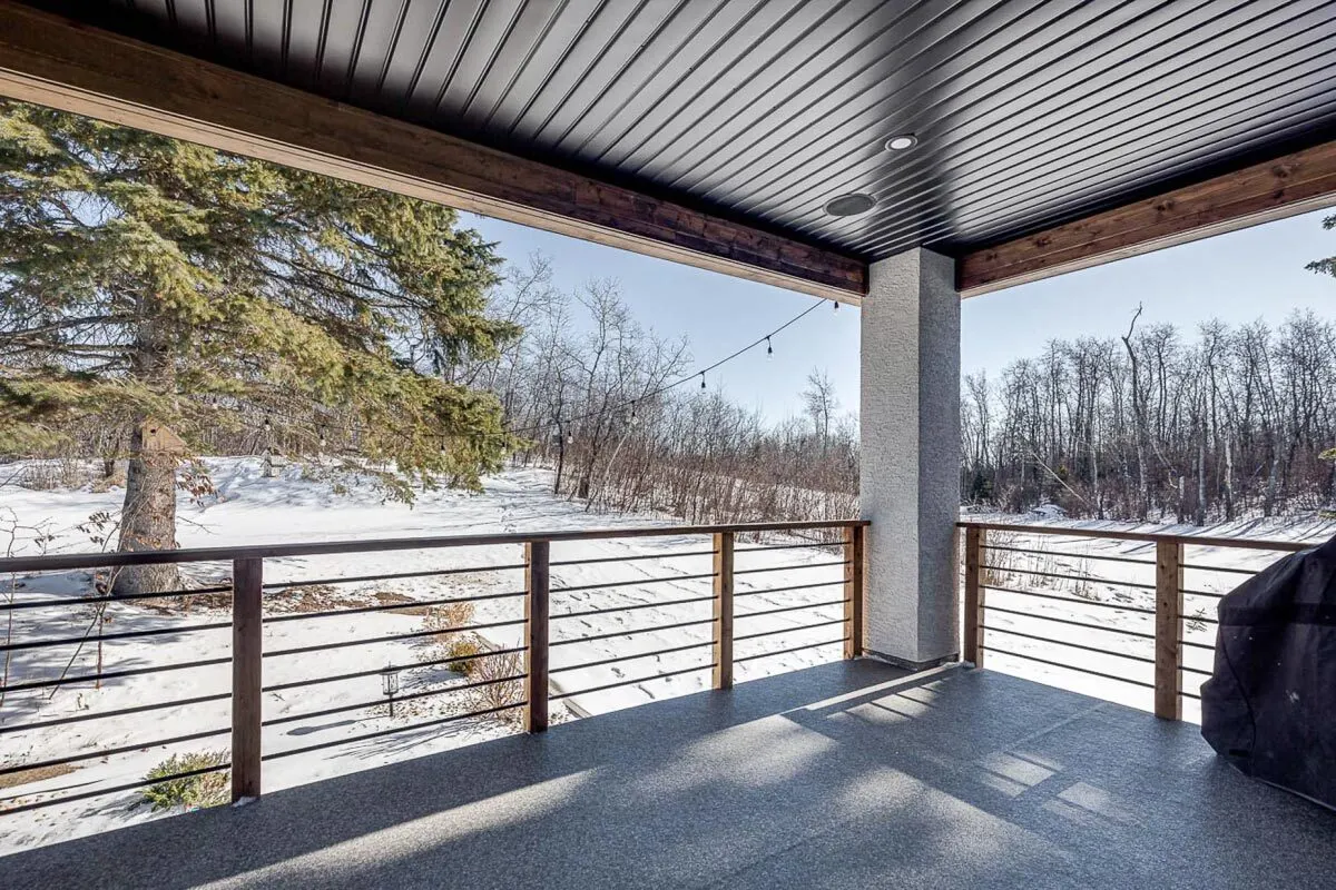 Gorgeous view in a snowy environment from the deck area.