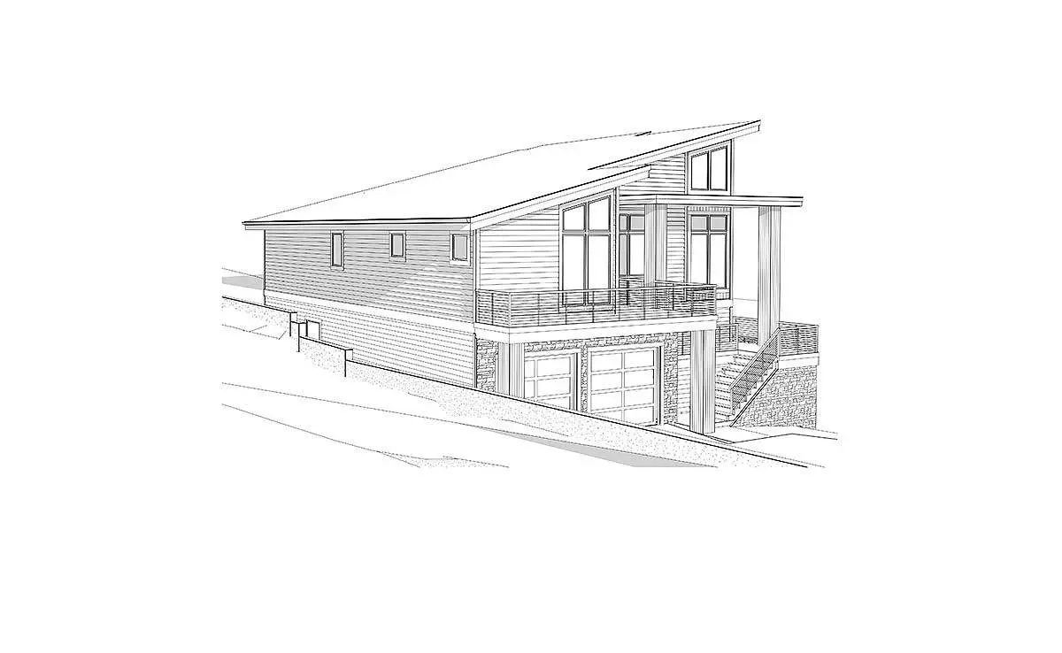 Left elevation drawing of the single-story 3-bedroom exclusive trendsetting modern home.