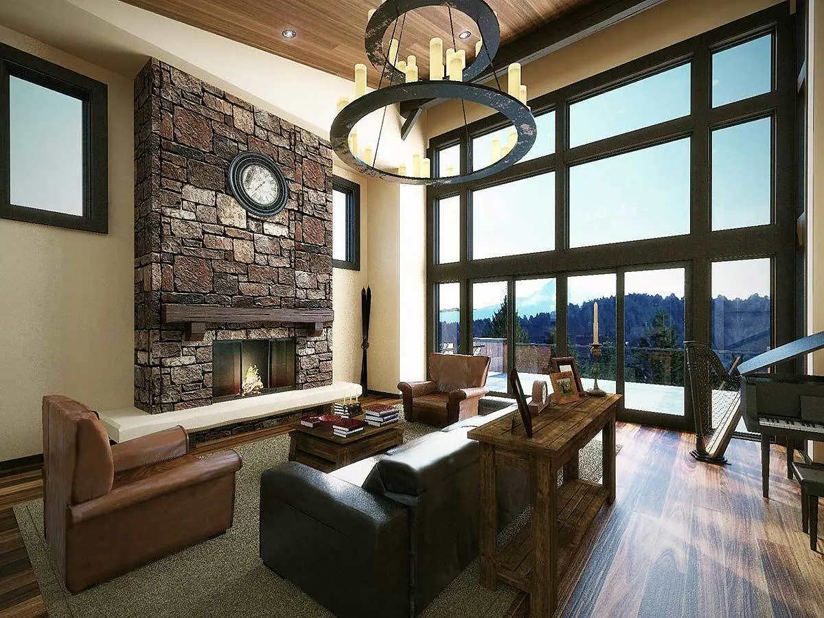 Large glass doors and windows create a wonderful inside appearance with access to the deck area.