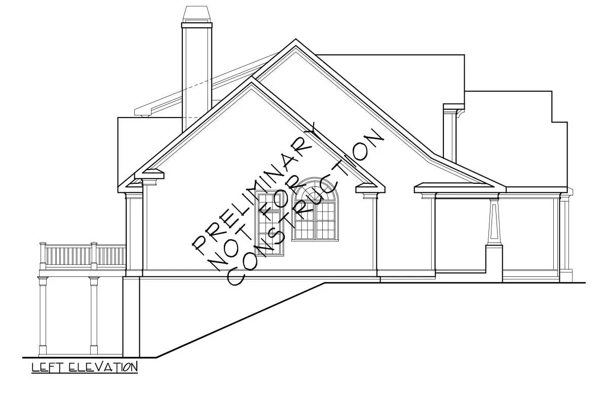 The 2-story, 4-bedroom craftsman-style home is shown in the left elevation sketch.