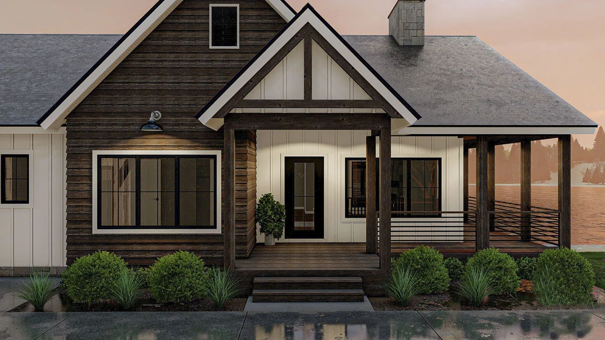 Another version of the home front on a gloomy day appears pleasant and comfortable.