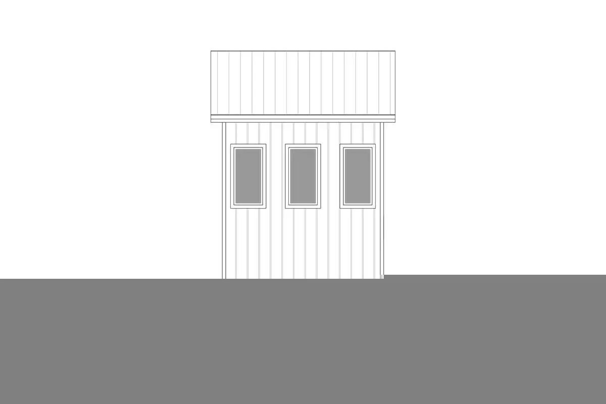 The right elevation drawing of the two-story 1-bedroom modern ADU home.