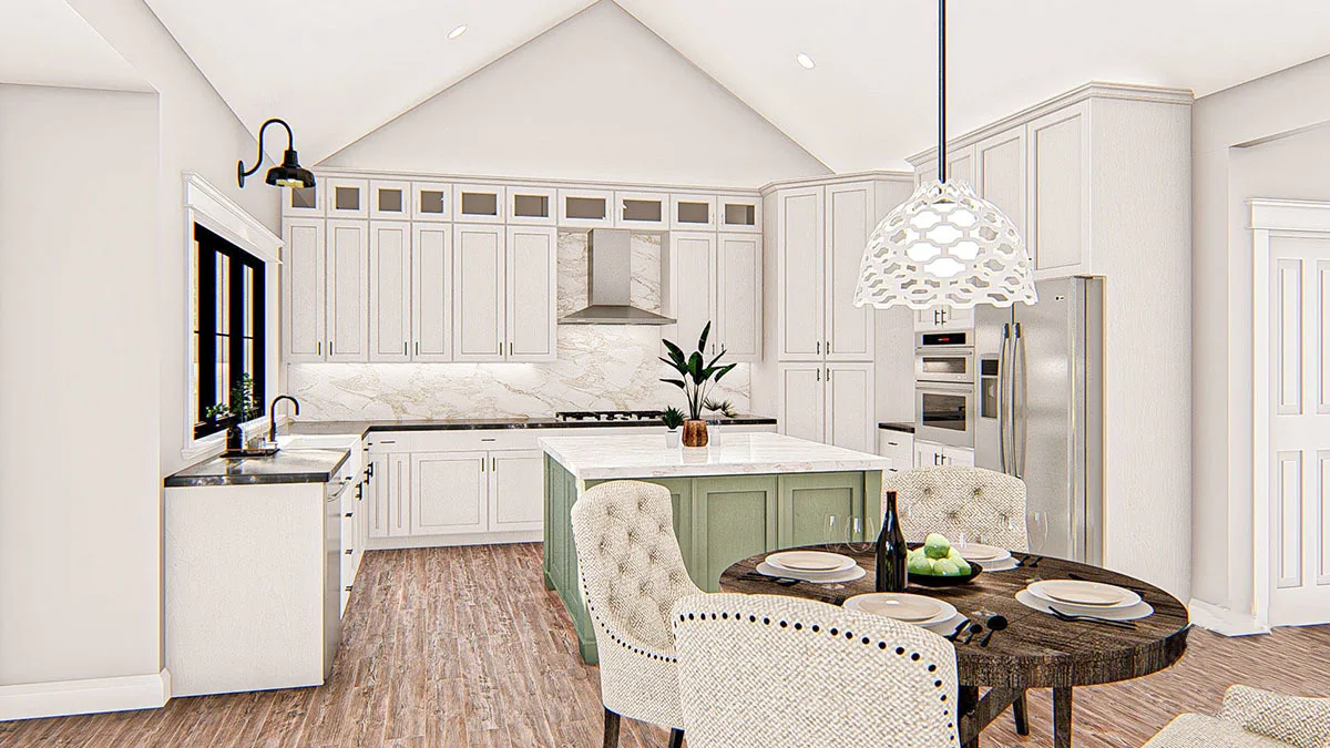 Off-white painted kitchen A beautiful interior with an off-white painted kitchen.