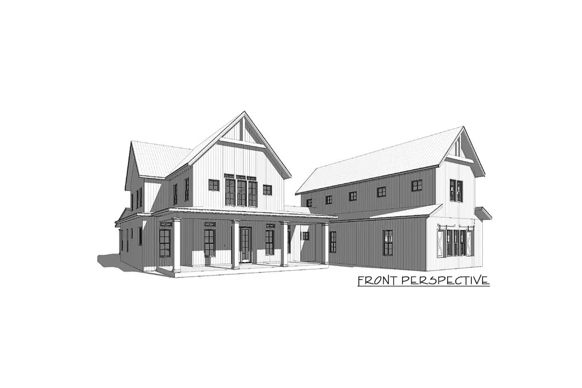 A layout showing the house's covered terrace from the front.