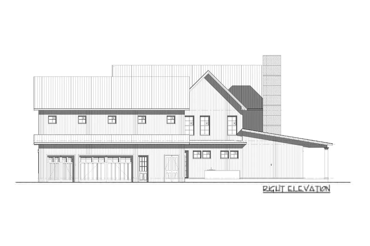 Rough sketch of the layout of the side of the modern farmhouse.