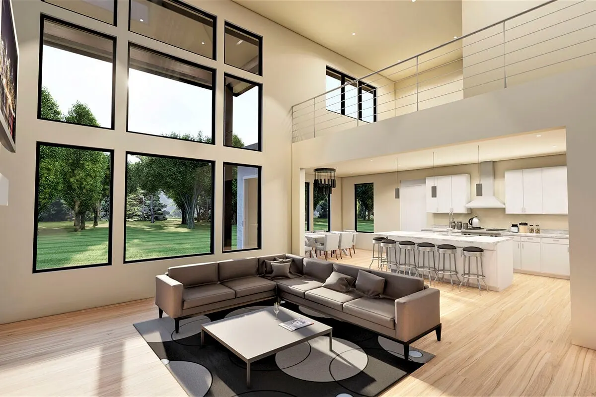 An attractive glimpse of the great room area in a modern setting.