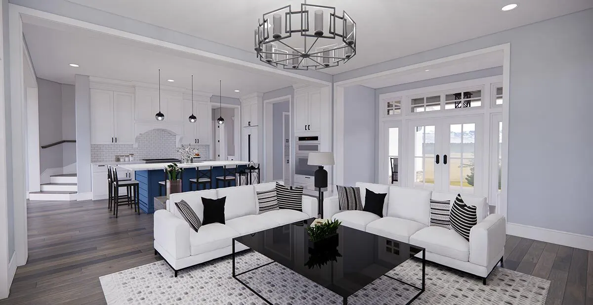 With the broad entrance leading to the porch, there is easy access to the living and dining areas.