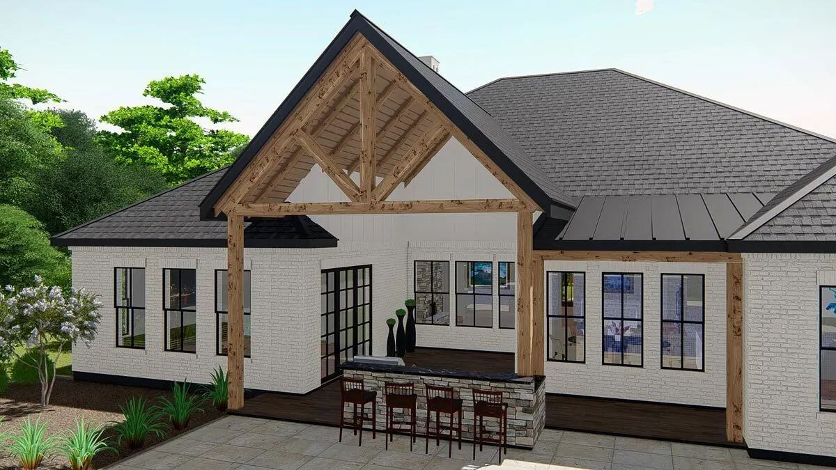 A little kitchen with a grilling cart features on the covered terrace.