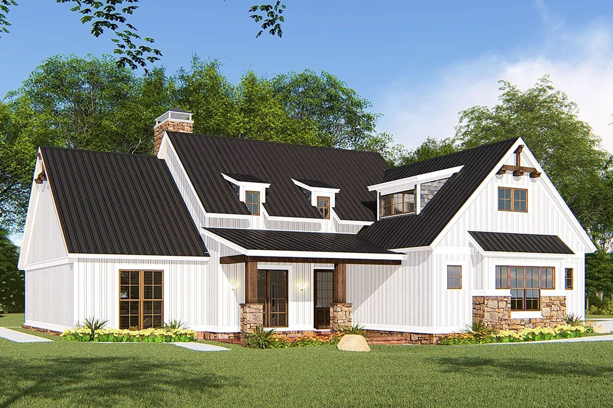The farmhouse in black and white seems lovely.