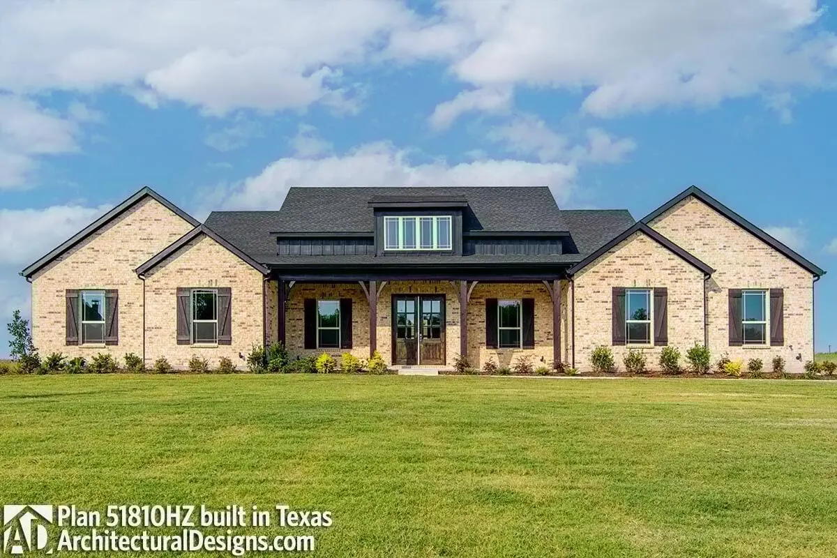 The farmhouse model with the brick wall design appears durable from the outside.