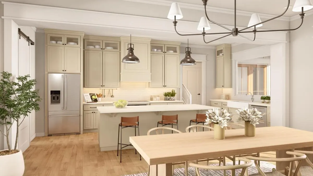 With the cabinets in place, the kitchen area appears organized and convenient.
