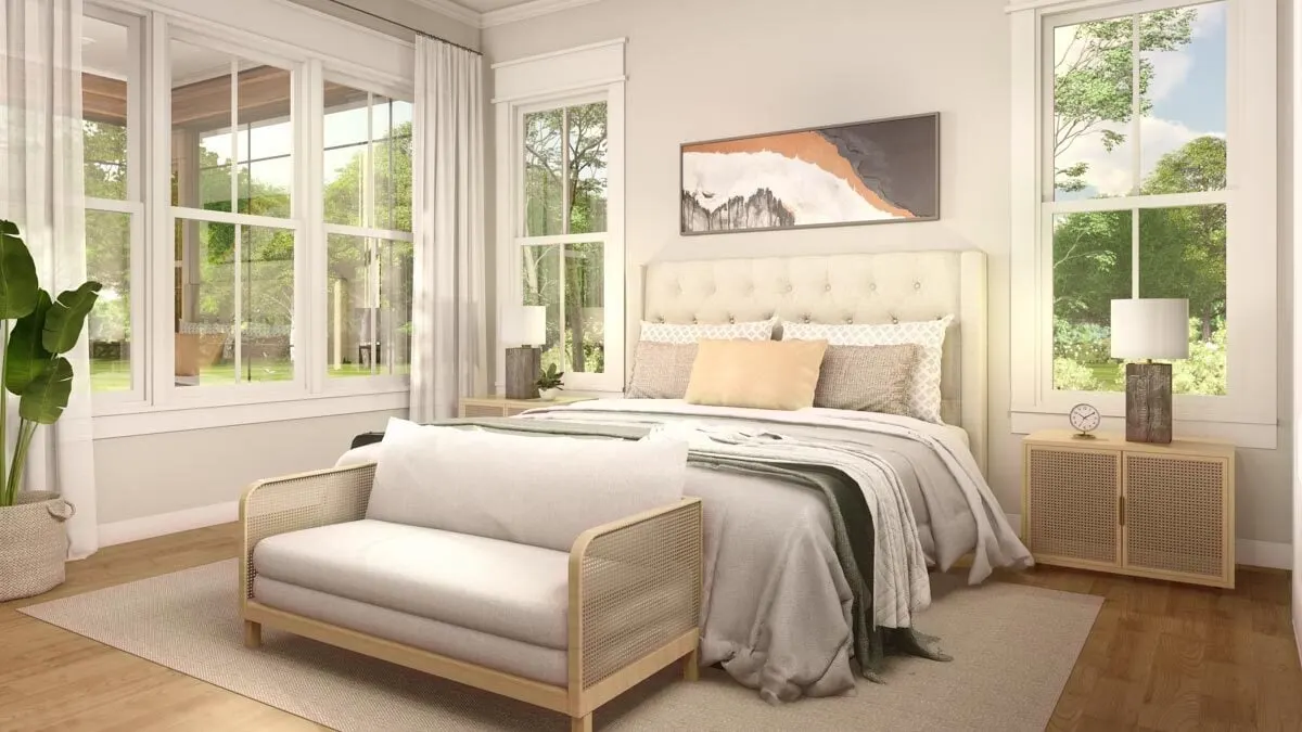 An attractive look of the bedroom looks relaxing.