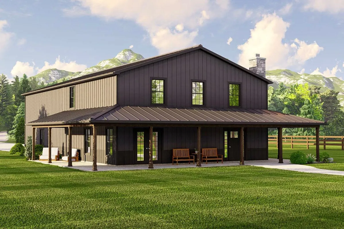 The left side of the home has two doors with open access to the inside and is made of wood.