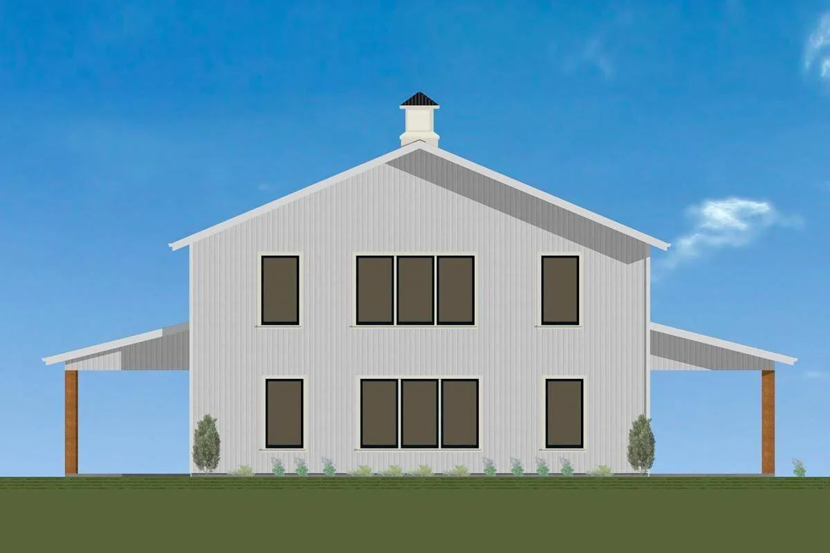 The usage of vertical paneling on the façade significantly enhances the outside appearance.