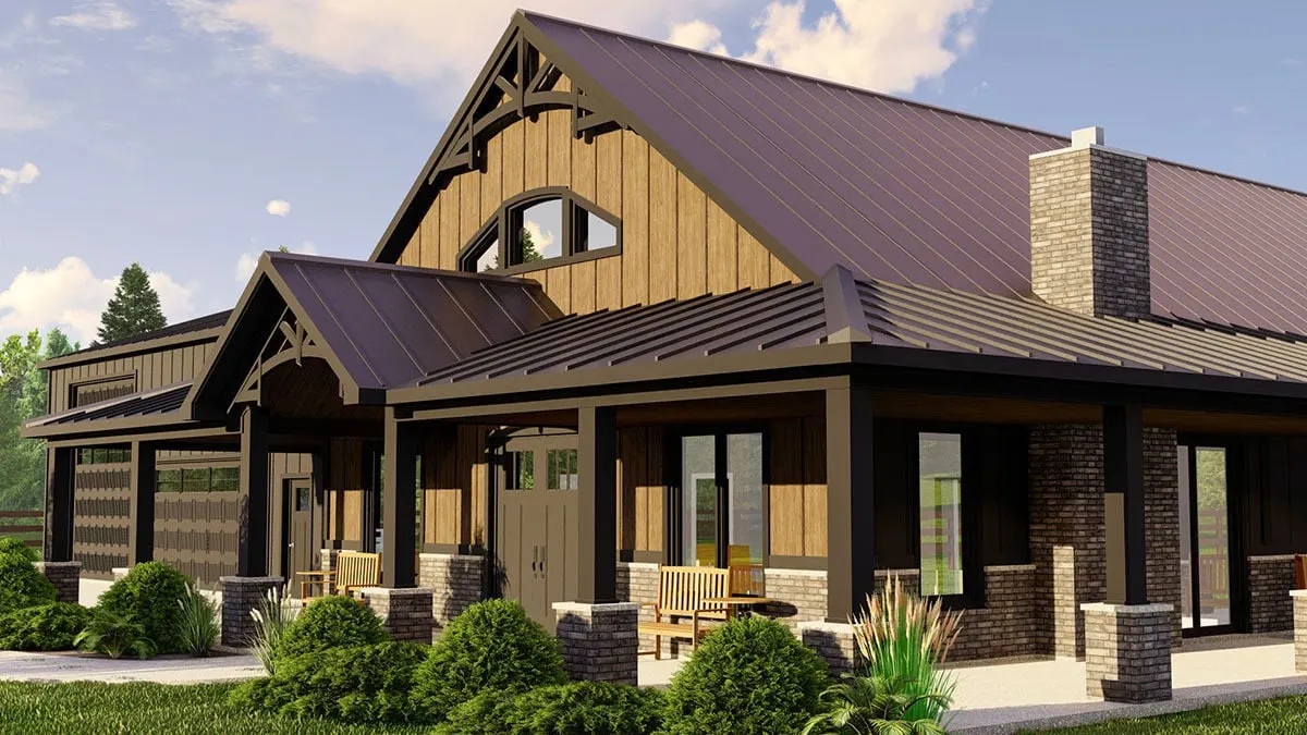 A covered porch with a cathedral ceiling style looks gorgeous.