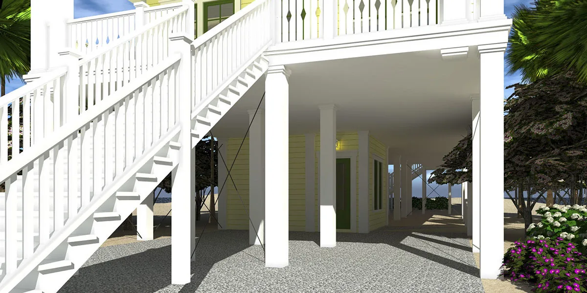 The foyer is visible in the middle of the parking lot.