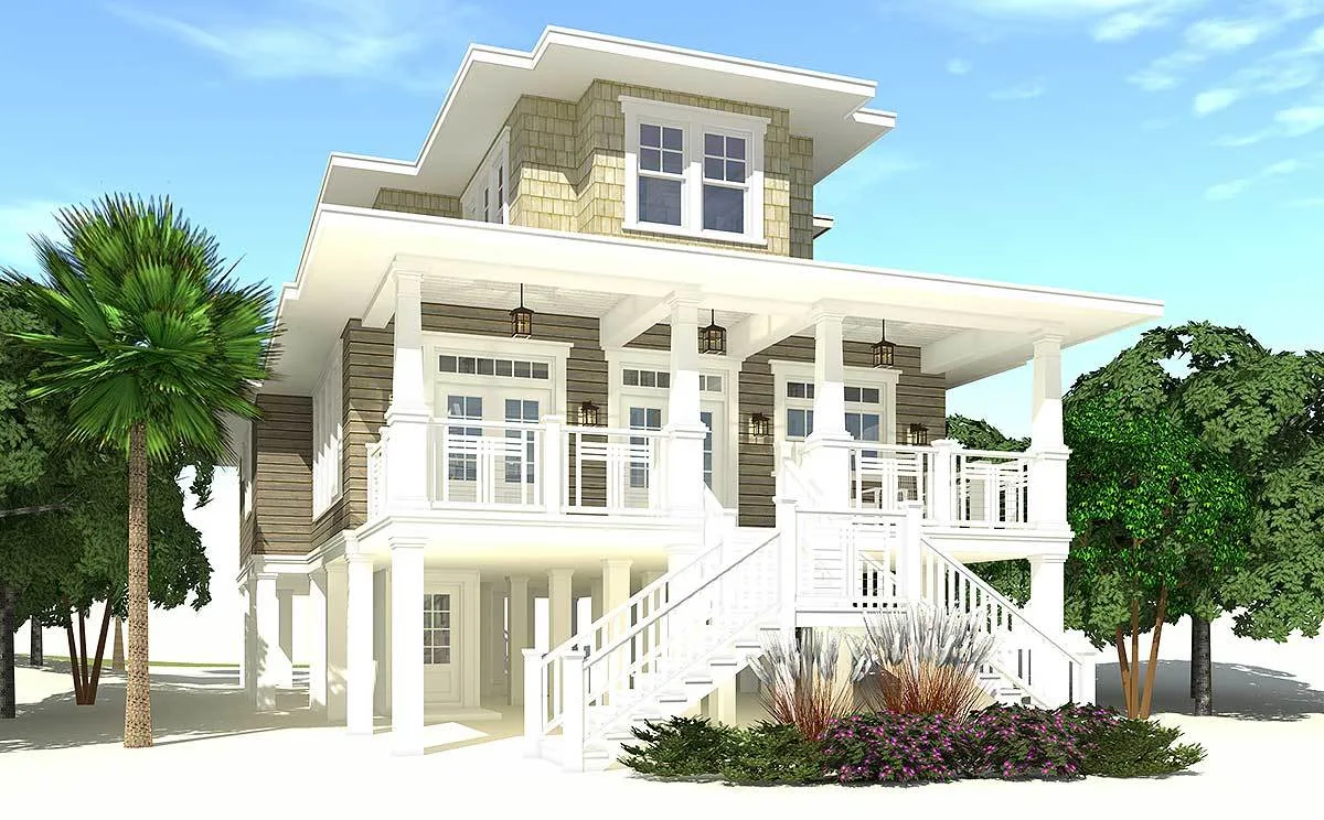 The landscaping with large trees provides excellent curb appeal.