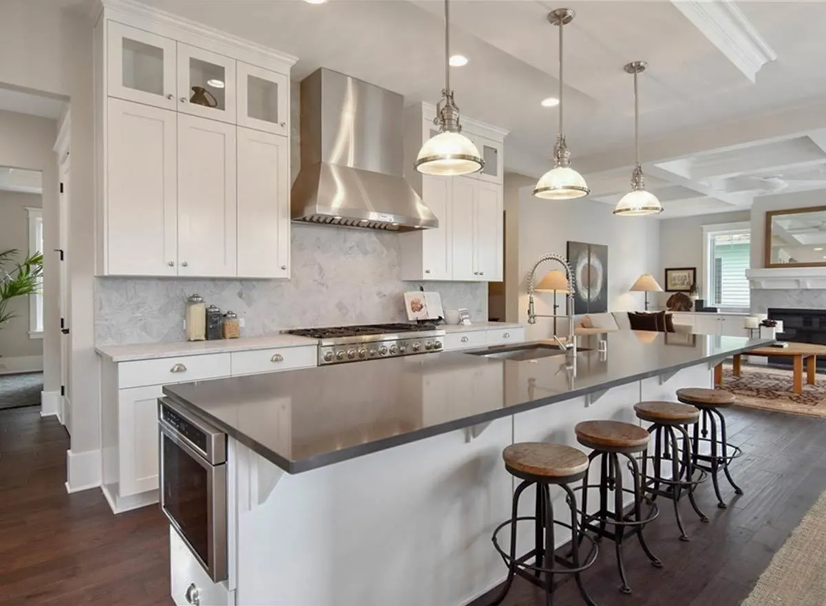 Another view of the kitchen area where you can see all the cooking equipment and the floating cabinets that makes a space saver room. 
