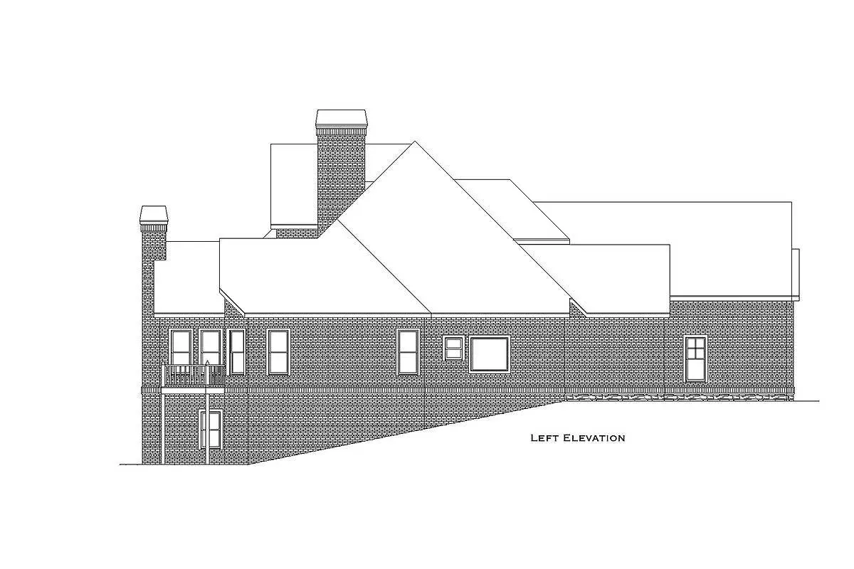 Left elevation design of the 2-story 4-bedroom traditional craftsman modern mansion.