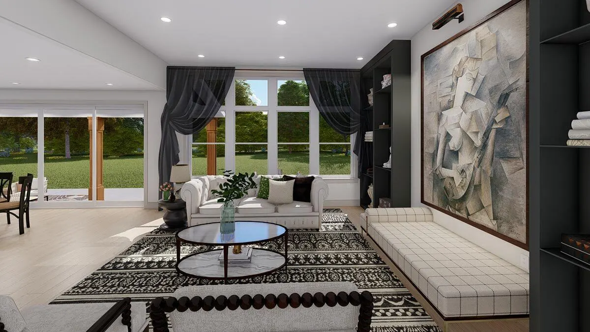 Beautiful black and white interior design for the living room.