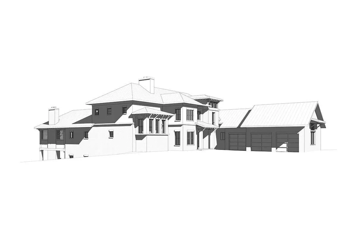 Image of the luxurious contemporary house's front exterior layout.