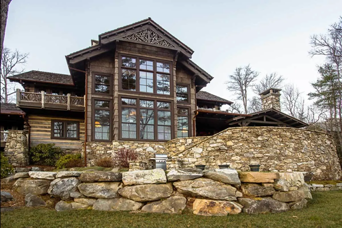 A large rock landscaping yard with an incredible design.