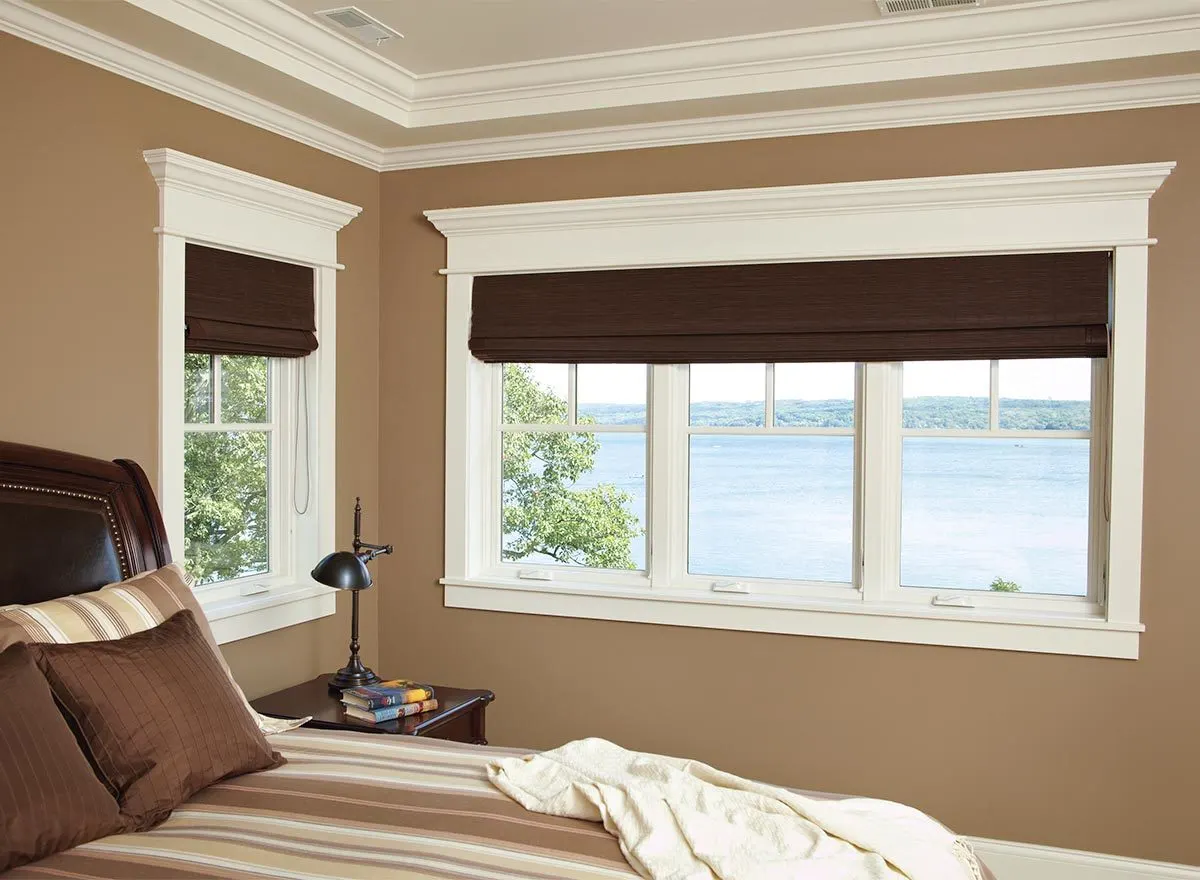 The view on the outside of the master suite with its traditional windows.