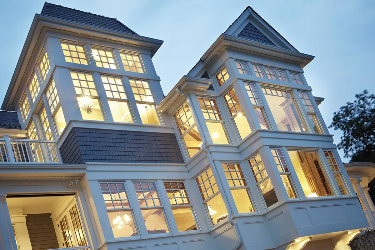 A more closer look showcasing the brick walls and beautiful windows.