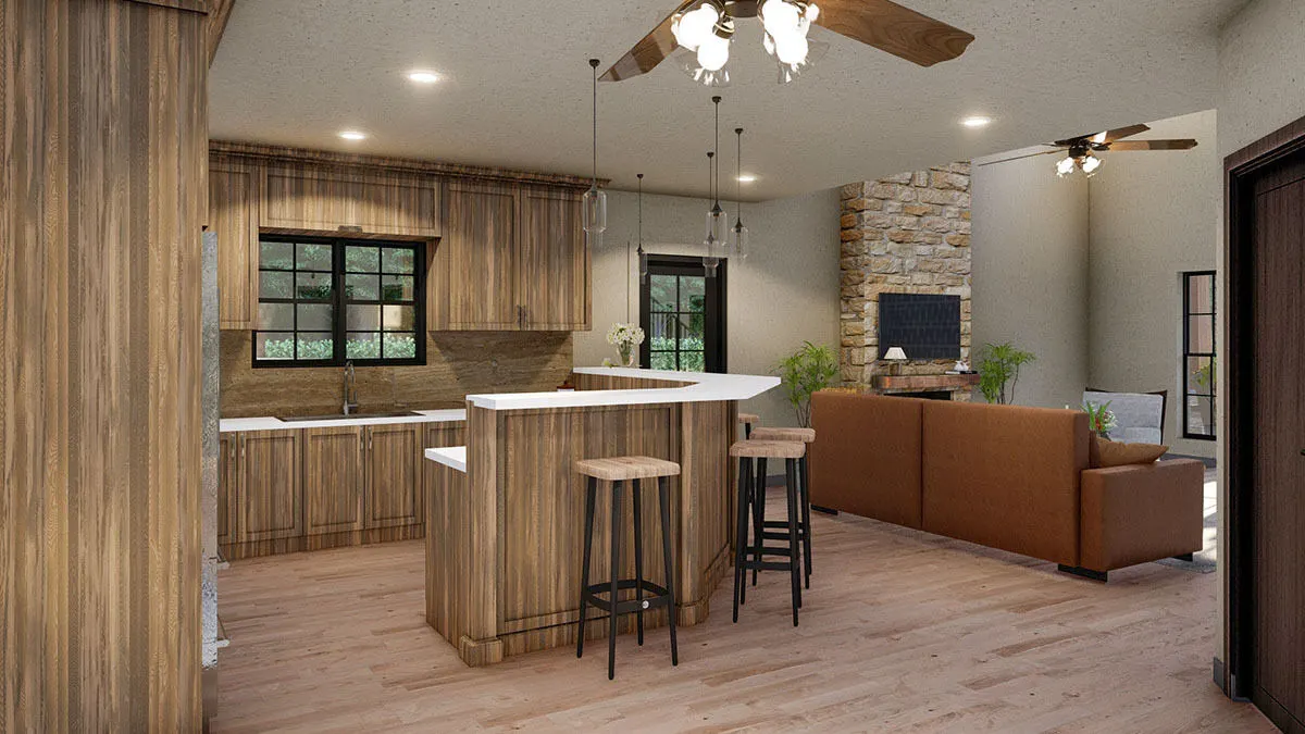 Interior of the kitchen with a classy style wood accent.
