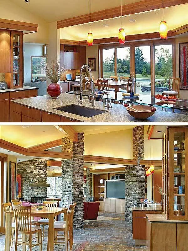 Beautiful wooden ceiling design with cream-colored walls.