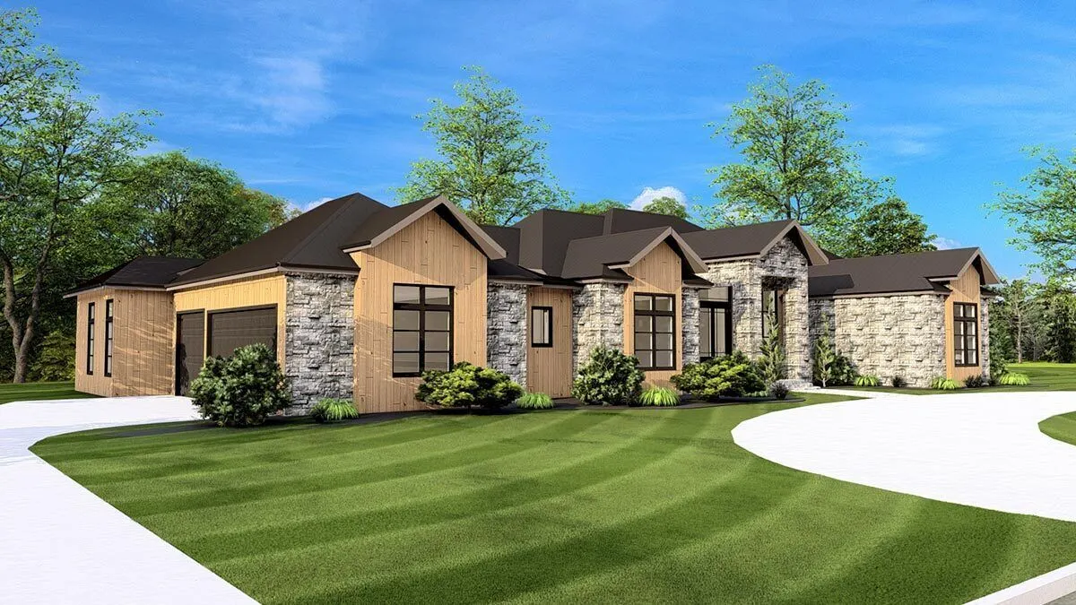 A magnificent black roof created a great statement on the house.