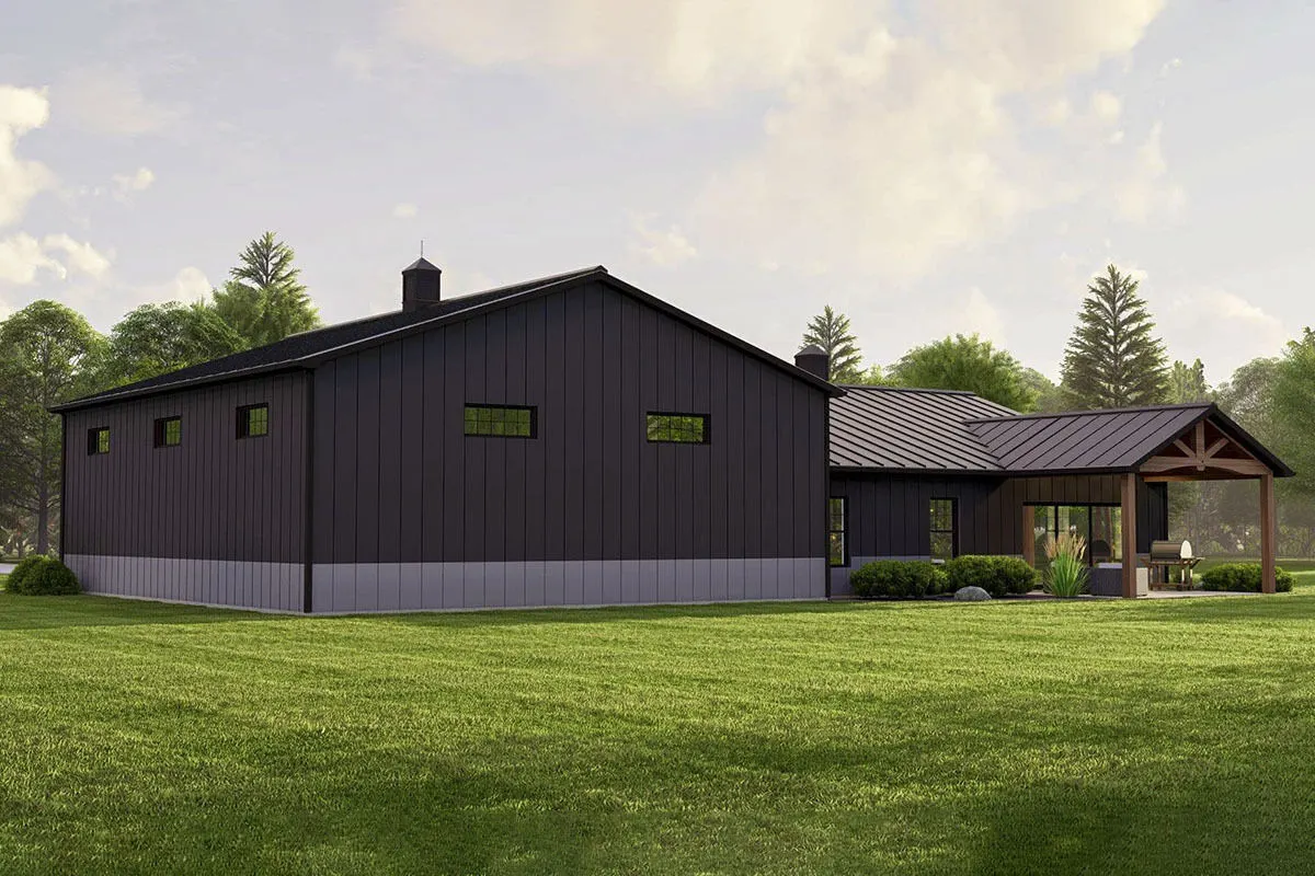Back garage area view in dark gray tone wall paint.