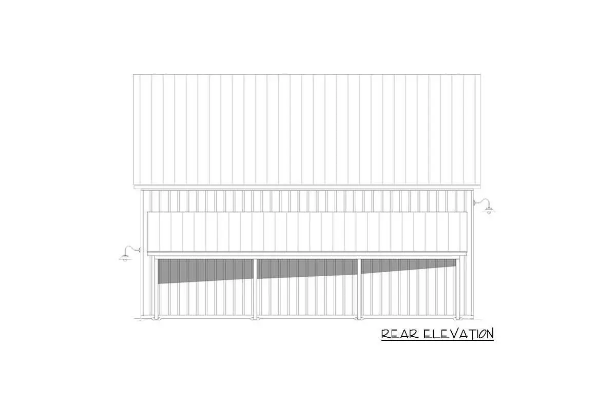 The rear elevation of the 2-story extended barn-style garage is sketched.