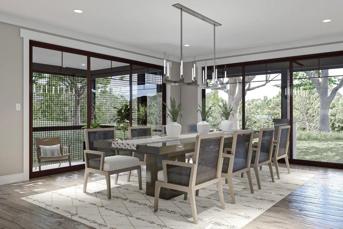 Dining area with an outdoor view and located close to screened-in patio area.