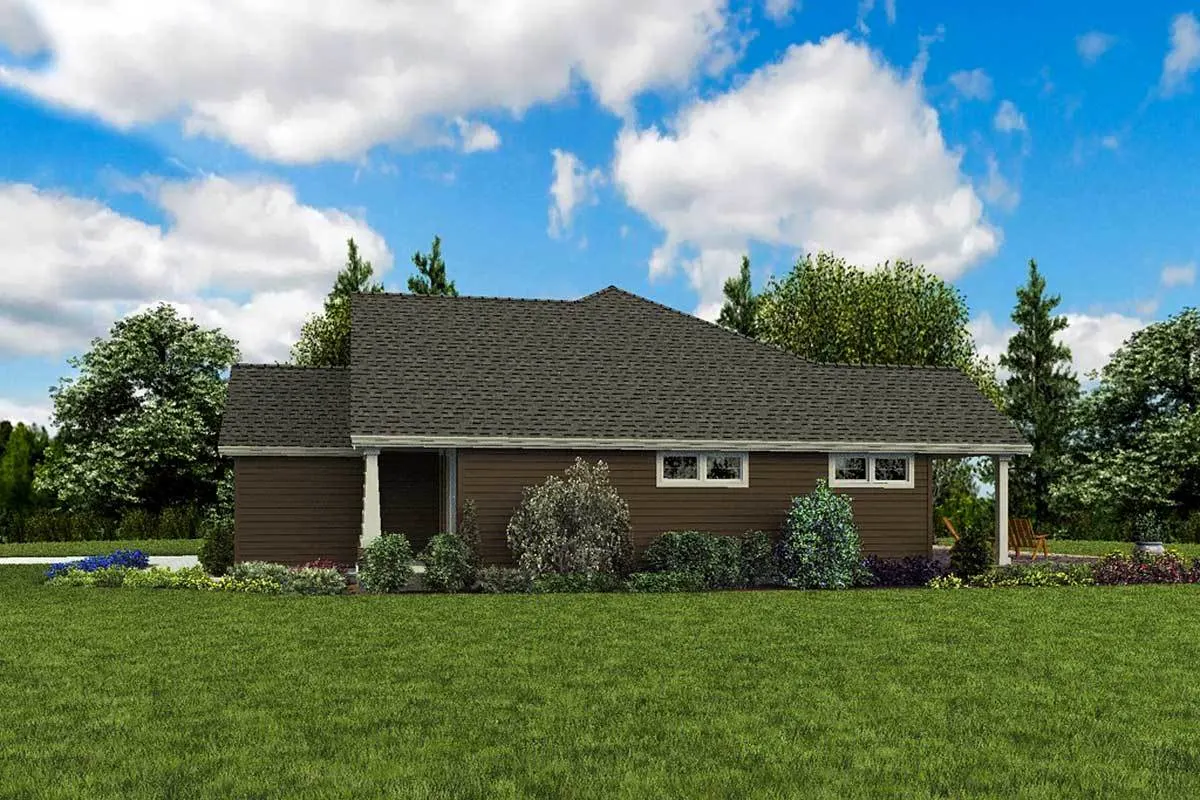 Spacious yard with plant landscaping around the house.