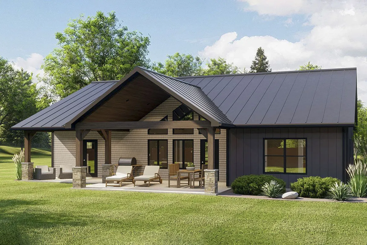 Back porch area with inviting lounge seats and grilling space.