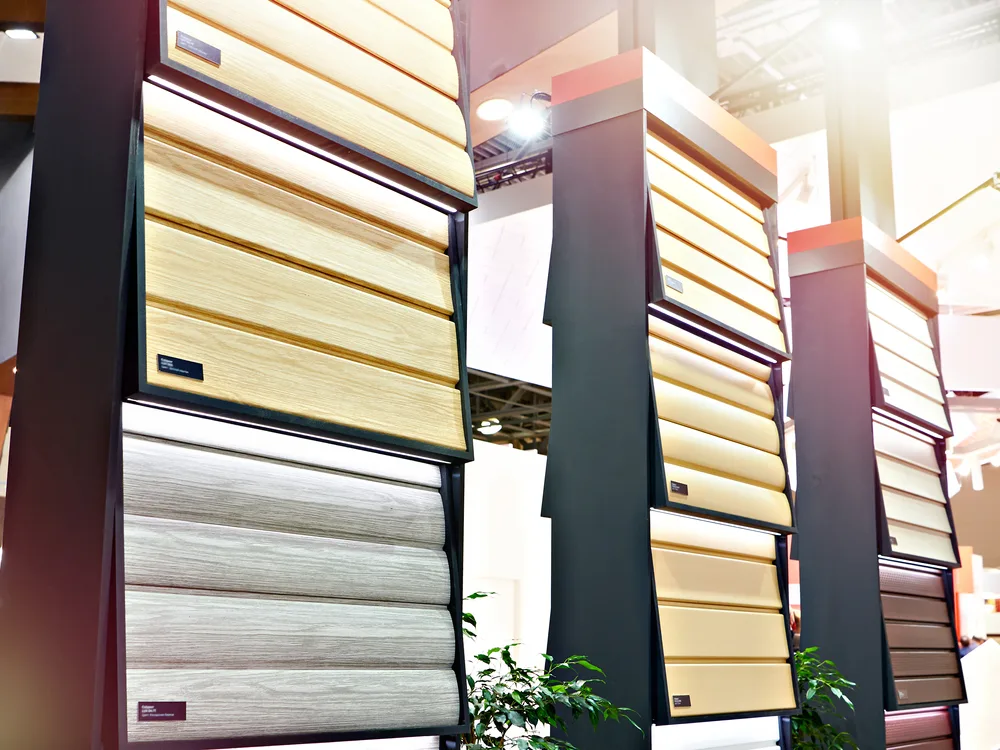 Store with samples of materials for outdoor shed